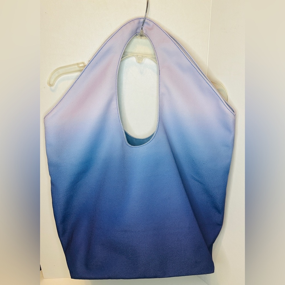 Echo New York Ombre Extra Large Canvas Tote Bag In Shades of Blue/ Lavender - Picture 2 of 7